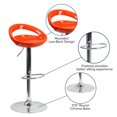 thumbnail image 2 of Contemporary Orange Plastic Adjustable Height Barstool with Rounded Cutout Back and Chrome Base, 2 of 9