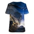 thumbnail image 2 of T-shirt Ample Décontracté à Col en V à Manches Courtes pour Femmes avec Imprimé, 2 of 5