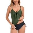 thumbnail image 1 of UPPADA Women's Ruched Tankini Swimsuits V Neck Wrap Tie Back Two Pieces Bathing Suit Adjustable Shoulder Strap Tummy Control Swimwear Swim Top with Bottom Savings Green,S, 1 of 6