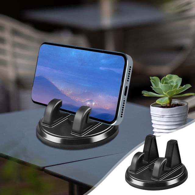 Support de Téléphone pour Tableau de Bord de Voiture Rotatif à 360° / Compartiment de Rangement Multifonction pour Téléphone Intelligent et Appareils GPS / Adhésif Lavable / Antidérapant, Stable et Sécuritaire / Convient aux Téléphones de 6 à 12 mm d'Épaisseur / Noir / 5x5