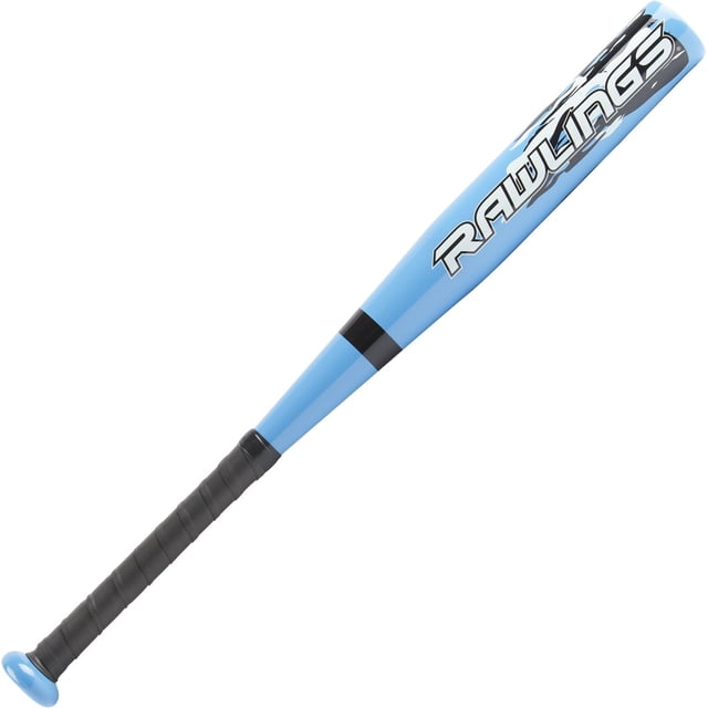 Rawlings T-Ball Bat -Blue youth baseball bat with a 2-inch barrel and ultra-light durable alloy design, featuring a large sweet spot and black comfortable grip for improved control, suitable for beginner players in baseball and team sports.
