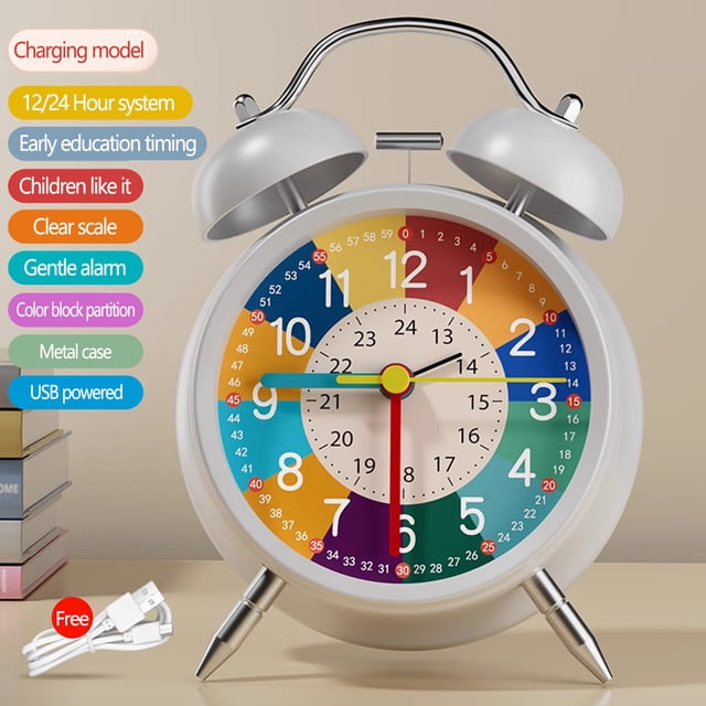 zanvin Holiday Gift, Alarm Clock,Children's Alarm Clock, Analogue Alarm Clock, No Ticking, Learning Alarm Clock, Children's Quartz Alarm Clock