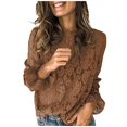 thumbnail image 1 of CEHVOM T-shirt à Manches Longues en Dentelle pour Femme, Col Rond, Couleur Unie, Coupe Ample, Décontracté, Mode, 1 of 5