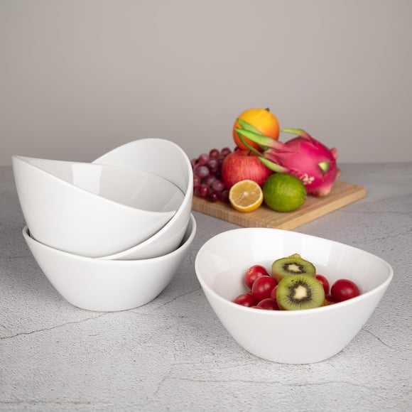 GOGRANT Ceramic Serving Bowls Set of 4, 8-Inch Deep Bowl Set with Color Glaze, Microwave Dishwasher Safe for Soup Salad Ramen Cereal, Stackable