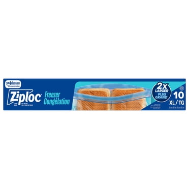 Ziploc® Freezer Bags with Double Zipper Seal, Extra Large, 10 Bags