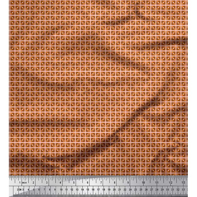 Soimoi Poly Georgette Fabric Geometric Small Print Fabric by Yard 42 Inch Wide