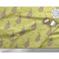 thumbnail image 3 of Toile de Coton Jaune Imprimé Feuille & Paisley par Yard 56 Pouces de Large, 3 of 3