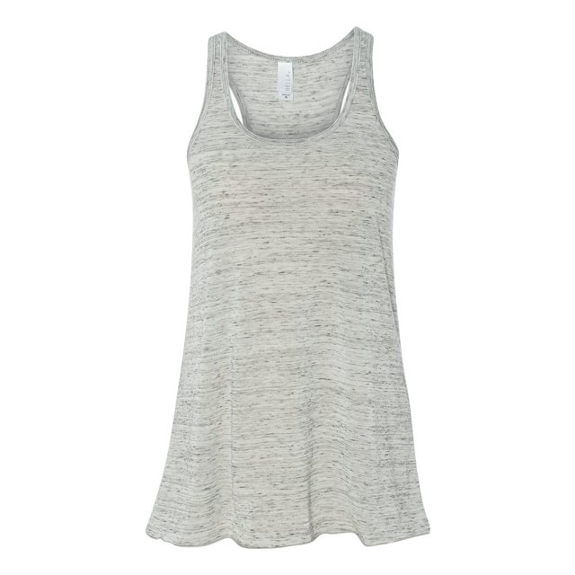Bella Ladies Flowy Racerback Tank, L, White Marble