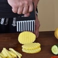 thumbnail image 1 of Multifunctional Potato Cutter - Stainless Steel & Plastic Wavy Chip Cutter, Easy to Use, for Vegetables Fruit Salad Garnishes, 1 of 9