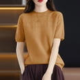 thumbnail image 2 of KIHOUT Nouveaux Hauts de Mode d'Été pour Femmes 2024, Veste de Déplacement pour Dames à Col Rond, Manches Courtes, Couleur Unie, Sans Capuche, Kaki G, 2 of 3