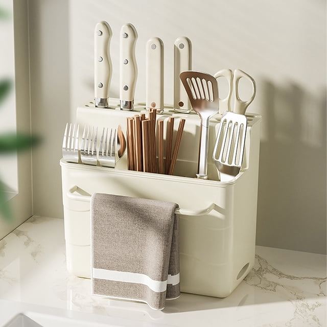 TACILIP Knife Rack Kitchen Supplies Chopsticks Chopping Board Chopping Board Chopper Knife Knife Shelf Household Draining Storage Rack Increased Capacity, Kitchen Organization