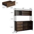thumbnail image 3 of OXYLIFE Kitchen Sideboard Buffet, Metal Mesh Door Pantry Storage Cabinet Walnut, 3 of 6