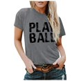thumbnail image 1 of 2021 Femmes Concise Mode Lettre Imprimé Cou Manches Courtes Tops T-shirt pour les Femmes, 1 of 5