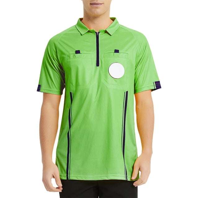 TOPTIE Chandail d'Arbitre de Soccer pour Hommes Officiels Pro Manches Courtes Chandails d'Arbitre-vert-TG