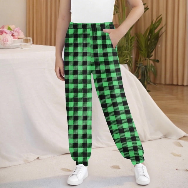 Cowsor Girls Graphic Print Sweatpants Athletic Drawstring Joggers Cute Track Pants with Pockets for Kids