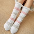 thumbnail image 3 of Womens Winter Stripe Super Soft Warm Cozy Fuzzy Fleece-lined Sock, 3 of 9