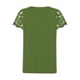 thumbnail image 4 of Timegard Womens Summer Tops Notched V-Neck Button Lace Short Sleeve Solid Color Dressy Casual Tunic Tops, 4 of 4