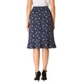 thumbnail image 3 of Unique Bargains Jupe Midi Fendue à Taille Élastique pour Femme à Imprimé Floral avec Ourlet à Volants, 3 of 6