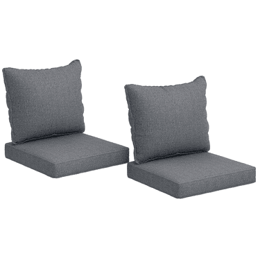 Outsunny Outdoor Chair Cushions with Backrest for Garden Furniture, Grey