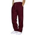 thumbnail image 3 of LIBRCLO Sweatpants Men Baggy Joggers Straight Leg Sweat Pants Mens Sweatpants Open Bottom, Wine L, 3 of 5