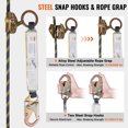 thumbnail image 4 of VEVOR Vertical Lifeline Assembly, 0.55'' x 25' Fall Protection Rope with 30 KN Breaking Tension, Polyester Roofing Rope with Steel Snap Hooks, Rope Grab, and Shock Absorber, ANSI Compliant, 4 of 9