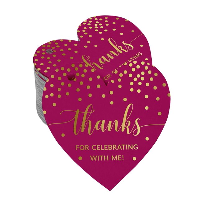 Inkdotpot Pack Of 50 Real Gold Foil Paper Tags Thanks For Celebrating With Me Birthday Favor Hang Tags