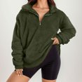 thumbnail image 2 of Yuyuzo Womens Fuzzy Fleece Sweatshirts Plus Size Half Zip Long Sleeve Oversized Pullover Tops, 2 of 5