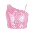 thumbnail image 1 of iixpin Girls Off Shoulder Tops Kids Sparkle Glitter Spaghetti Straps Pageant Crop Tank Top Pink 8, 1 of 6
