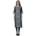 thumbnail image 1 of Moomaya Kurtis Droits Imprimés pour Femmes, Col en V, Manches Retroussables, Kurta Tunique, 1 of 6