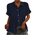 thumbnail image 1 of Yuyuzo Womens Button down Shirts Short Sleeve V Neck Tshirts Solid Color Office Work Tops Blouses, 1 of 6