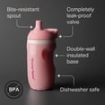 thumbnail image 3 of Tommee Tippee Insulated Sporty Spout Bottle, 2x9oz, 12 Months+ No Spill Toddler Water Bottle, Two-Piece Valve Helps Stop Spills, Pink and Mint, 3 of 6