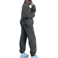 thumbnail image 2 of Innerwin Two Piece Outfit Long Sleeve Women Sweatsuits Jogging Solid Color Casual Tracksuit Sets Dark Gray M, 2 of 8