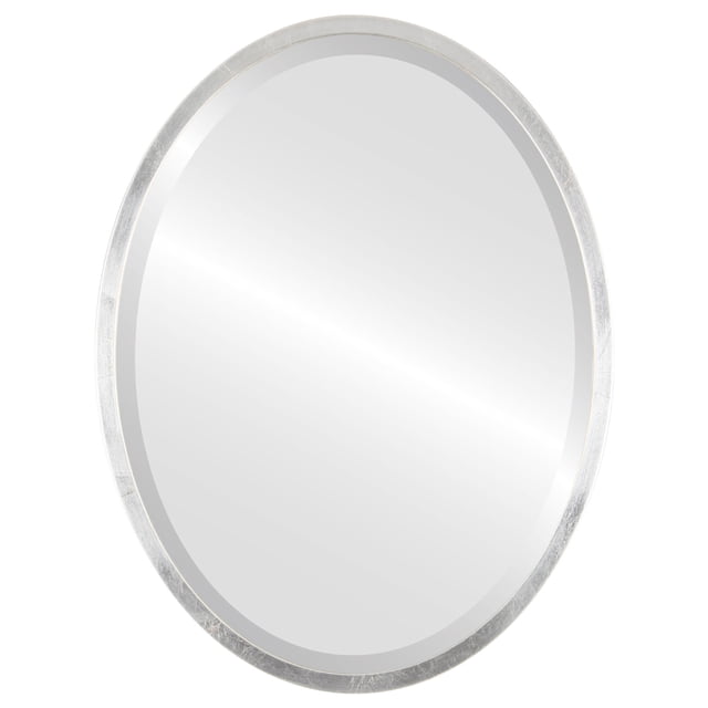 London Framed Oval Mirror - Silver Leaf Brown - 23" x 29"