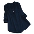 thumbnail image 1 of Chemises à Manches Longues Col en V pour Femmes, Tunique en Coton et Lin, Blouse Douce et Décontractée, 1 of 5