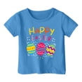 thumbnail image 1 of PMVFHDE T-Shirt Graphique à Manches Courtes Imprimé Lapin de Pâques pour Enfants, Col Rond, Décontracté, Printemps Été, Bleu Ciel, 8-9 Ans, 1 of 4