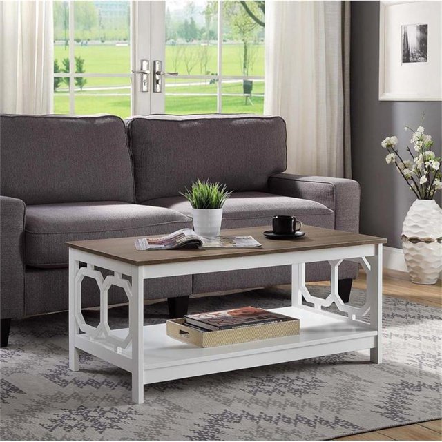 Convenience Concepts Omega Table Basse en Blanc et Fini Bois Brun Bois Flotté