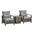 thumbnail image 1 of Outsunny Patio Bistro Set PE Rattan Garden Sofa Set 3 Pieces Grey, 1 of 10