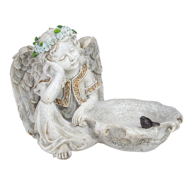 Northlight 12.25" Sitting Angel Bird Feeder Outdoor Garden Statue