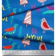 thumbnail image 2 of Soimoi Blue Rayon Fabric Text & Bird Artistic Fabric Prints By Yard 42 Inch Wide, 2 of 5