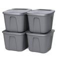thumbnail image 1 of Homz Contenant de Rangement en Plastique Robuste de 10 Gallons, Titane Argent (Lot de 4), 1 of 7