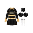 thumbnail image 1 of Eandarui Uniforme de Cheerleading pour Fille Robe Plissée à Manches Longues Tenue de Performance de Cheer d'École 5-16 Ans Or&Blanc 12, 1 of 5