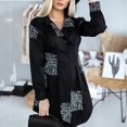 thumbnail image 2 of Fashion Women Plus Size Turn Down Collar Letter Print Buttons Mini Shirt Dress, 2 of 6