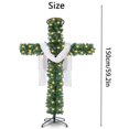 thumbnail image 3 of Foldable Cross Christmas Tree, Foldable Christmas Tree Cross, Pre-Lit Artificial Pine Christmas Cross, Outdoor Staked Twinkling Christmas Trees, with LED Light and Silk Scarf Wood Rattan Ring, 3 of 7