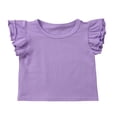 thumbnail image 1 of Toddler Baby Girl Summer Basic Plain Ruffle Sleeve Cotton Tops, 1 of 4