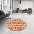 thumbnail image 4 of Ahgly Company Tapis d'Intérieur Lavable à la Machine, Carré, Transitionnel, Rouge Pamplemousse, Tapis de Zone, 5 Pieds Carré, 4 of 7