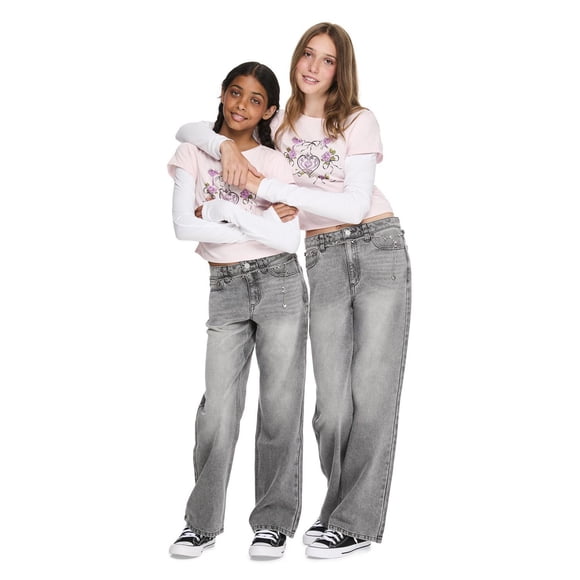 My Sister's Closet Girls' Bow Belted Wide Leg Jean