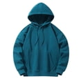 thumbnail image 1 of Yuyuzo Mens Hoodies Solid Color Long Sleeve Fashion Pullover Tops Drawstring Sweatshirt with Pocket, 1 of 6