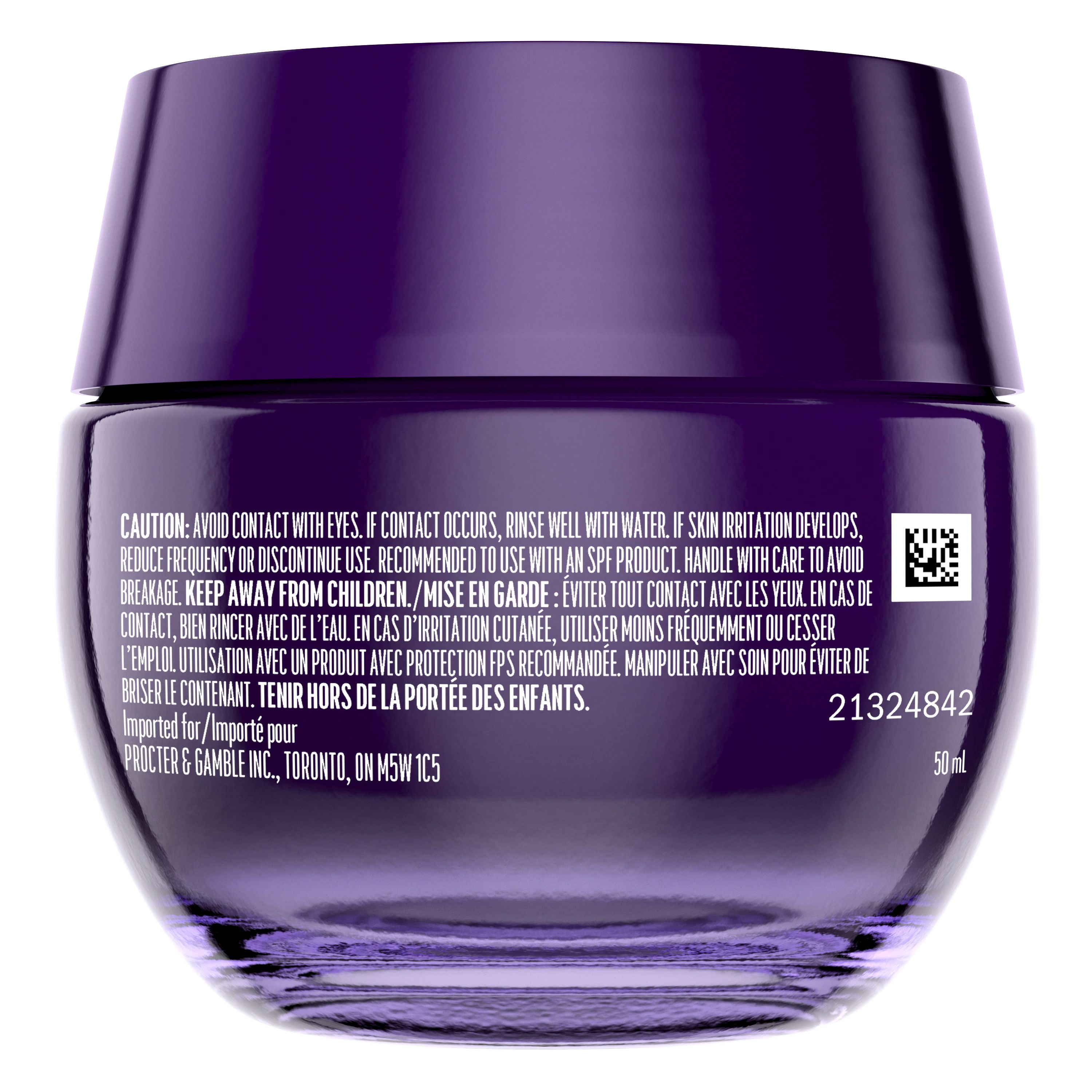 Crème Pour Le Visage Olay Rétinol 24, Hydratant De Nuit Anti-Âge, Sans Parfum, Non Gras, Anti-Rides, Lisse Les Ridules, Raffermissant, Soins De La Peau Hydratants – Peptides, Glycérine, 50 mL