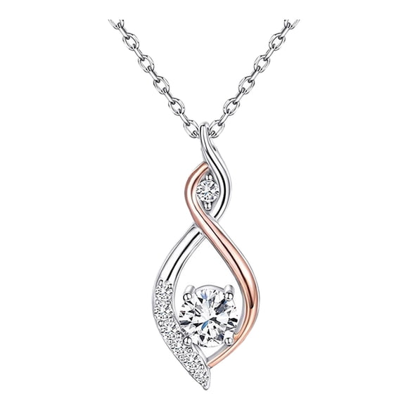 Hearth & Gear Womens 925 Silver Necklace Endlessness Rose Gold White Color Plated Pendant CZ Necklace Necklaces Chain for Women Men Necklace Chain Necklace for for Women Jewelry Necklace for Charms