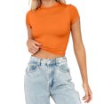 thumbnail image 2 of B91xZ Hauts Basiques d'Été pour Femmes T-shirt Imprimé Ample Manches Courtes Blouse Col Rond Hauts Décontractés, Orange TG, 2 of 5